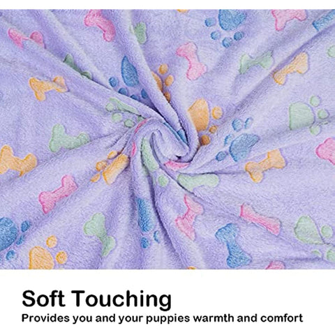 1 Pack 3 Dog Blankets, Soft Fluffy Fleece Pet Blanket Warm Sleep Mat Paw Print Design Puppy Kitten Throw Blanket Doggy Mat, Blanket for Dogs
