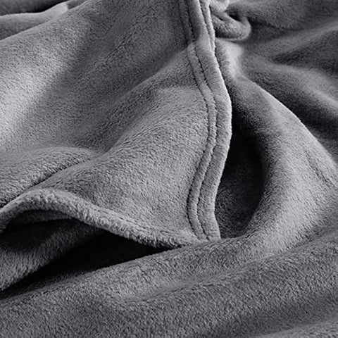 Fleece Blanket Throw Grey 50" x 60" - 300GSM Super Soft Lightweight Microfiber Flannel Blankets for Travel Camping Chair and Sofa, Fuzzy Blanket for Kids, Cozy Luxury Plush Bed Blankets, Gray