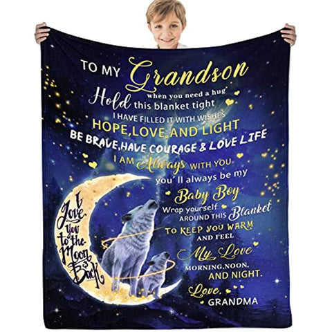 Birthday Gifts for Grandson Blanket from Grandma Summer Quilt Flannel Soft Bed Blanket for Grandson 50X60in