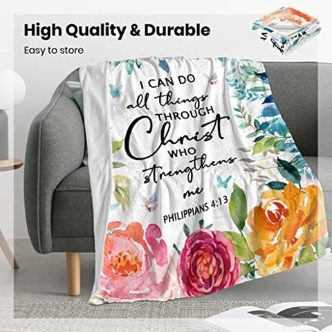 Christian Gifts for Women Blanket 60"x50", Inspirational Religious Gifts for Women Throw Blanket, Catholic Spiritual Gifts for Women, First Communion Gifts for Girls Catholic Blankets Throws