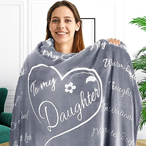 Mothers Day Gifts for Daughter, Daughter Gifts, to My Daughter Blanket, Daughter Gift from Mom, Gifts for Daughter from Mom, Birthday Gift for Daughter, Throw Blanket 65” x 50” (Silver)