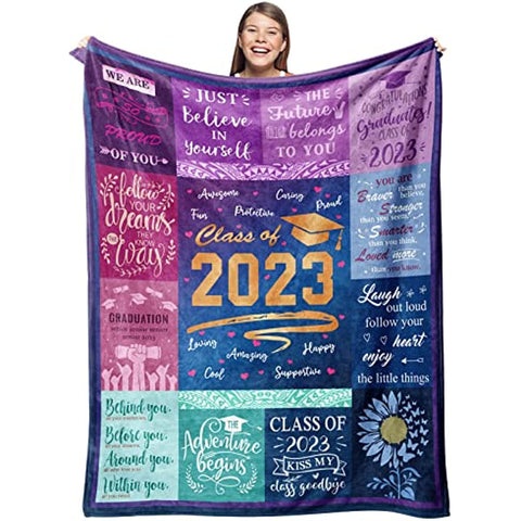 Graduation Gifts Blanket - 2023 Graduation Gifts for Her Him - Graduation Decorations Class of 2023 Throw 50" X 60" - Graduation Party Supplies Favors - High School College Graduation Gifts