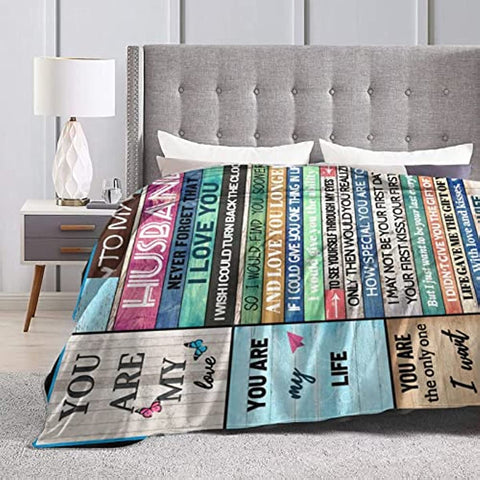 to My Husband Blanket Love Letter Husband Gifts Soft Micro Fleece Flannel Throw Blanket Warm Blanket for Bed Couch Living Room(50"x40")