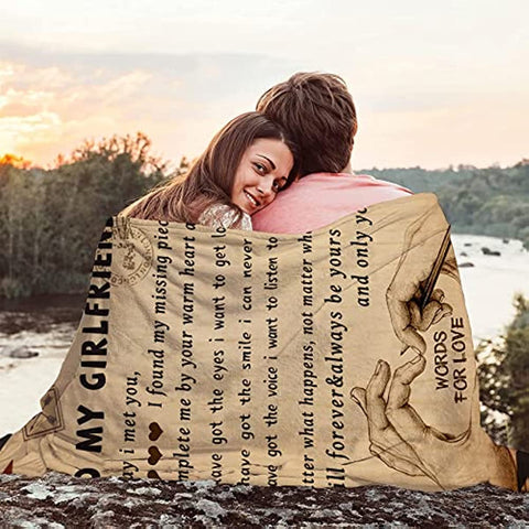 Gifts for Girlfriend to My Girlfriend Blanket Romantic Gifts for Her I Love You Throw Blankets Birthday Anniversary Cute Presents from Boyfriend Soft Blankets for Bed Sofa 50"x60"