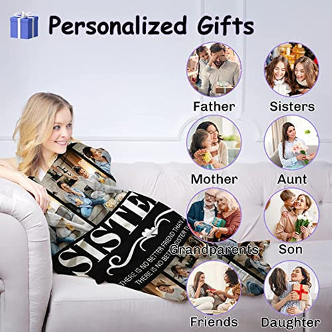 Personalized Blanket for Sister - Sister Birthday Gifts for Sister, Sister Gifts from Sister Brother, Sister Birthday Gifts from Sister, Best Sister Gifts for Women, Custom Blanket