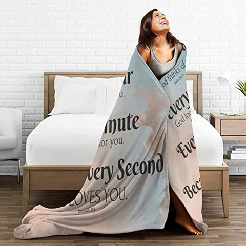 Bible Verse Blanket with Inspirational Thoughts and Prayers- Religious Throw Blanket Soft Lightweight Cozy Plush Warm Blankets for Women Men Gift 40"X 50"