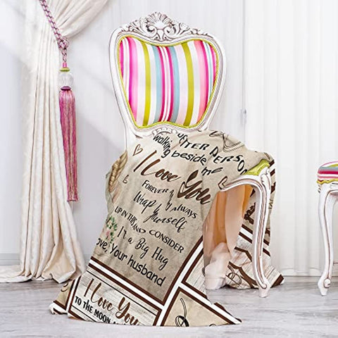 Gifts for Her for Wife, to My Wife Soft Throw Blanket Wife Gifts from Husband for Anniversary, Romantic Gifts - I Love You Gifts(60” x 50”)