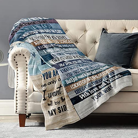 Anniversary Romantic Gifts for Him, Birthday Gifts for Husband from Wife, to My Husband Personalized Gifts for Men Ultra-Soft Throw Blanket, Wedding Father's Day Husband Gift (60 x 50 in)