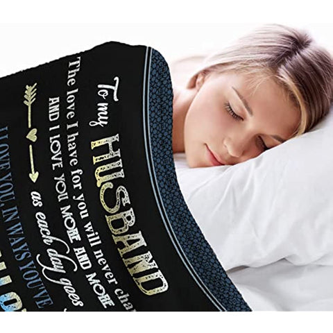 Birthday Gifts for Husband Blankets from Wife to My Husband Blanket Romantic for Him Christmas Valentines Gifts for Men Ultra Soft Throws Blanket for Him 60''x50''