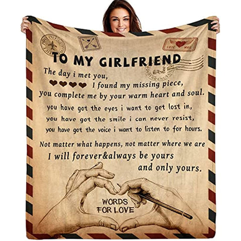 Gifts for Girlfriend to My Girlfriend Blanket Romantic Gifts for Her I Love You Throw Blankets Birthday Anniversary Cute Presents from Boyfriend Soft Blankets for Bed Sofa 50"x60"