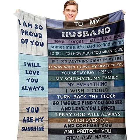Gifts for Husband Blanket, to My Husband Gifts, Husband Gifts from Wife, Best Husband Gifts for Men, Future Husband Gifts, Valentine, Wedding Anniversary Birthday for Husband Throw Blanket 60X50in