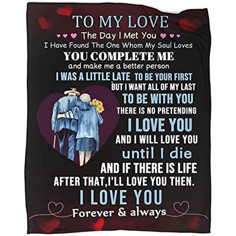To My Love Blanket Wife Husband Boyfriend Girlfriend Throw Blankets for Couch Sofa Positive Encourage Gift for Anniversary Birthday 50X60 Inch