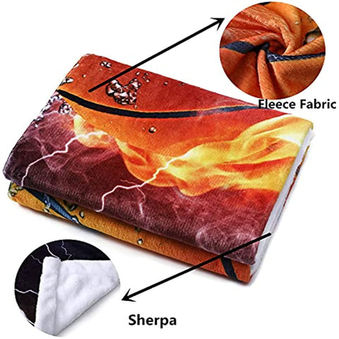 Basketball Blanket Sport Ball Throw Red Flame Teens' Basketball Fans Gifts Blanket Soft Cozy 50"X60" Blanket for Couch Sofa Travel Living Room Bedroom