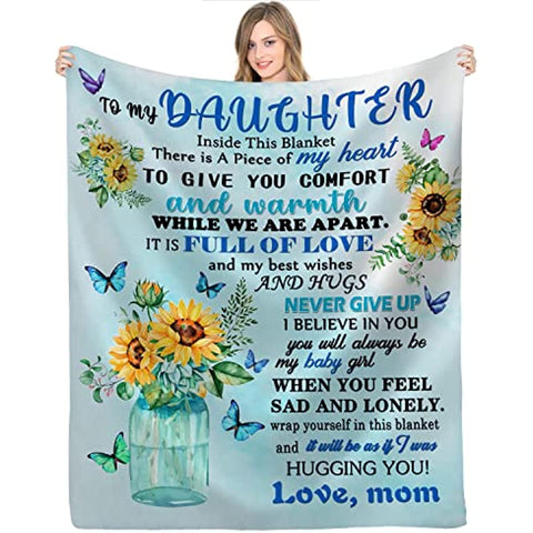 Daughter Gift from Mom, Daughter Gifts, to My Daughter Blanket from Mom, Gifts for Daughters from Mothers, Halloween Christmas Birthday Gifts for Daughter (Daughter Gift from Mom, 60" L x 50" W)