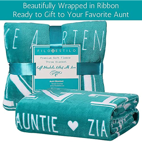 Aunt Mothers Day Gifts, Aunt Blanket from Niece or Nephew, Aunt Birthday Gift, Auntie Gifts, Soft Aunt Throw Blanket for Your Favorite Best Aunt Ever 60x50 Inches (Teal, Fleece)