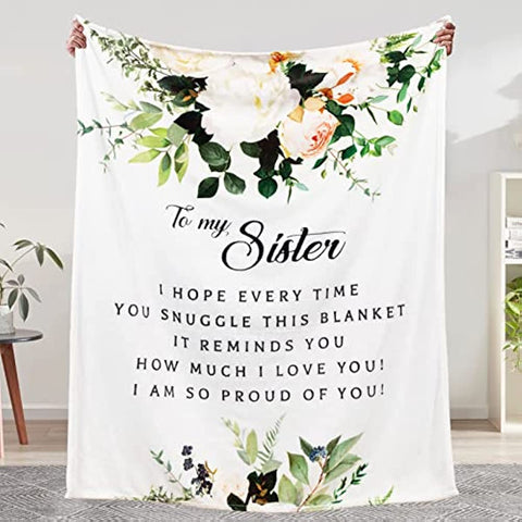 For Sister, Sister Gifts Blanket, Sister Birthday Gifts from Sister, Brother, Unique Birthday Gifts for Sister from Sister, Sister, Sister Birthday Gifts Soft Throw Blanket 60"x50"