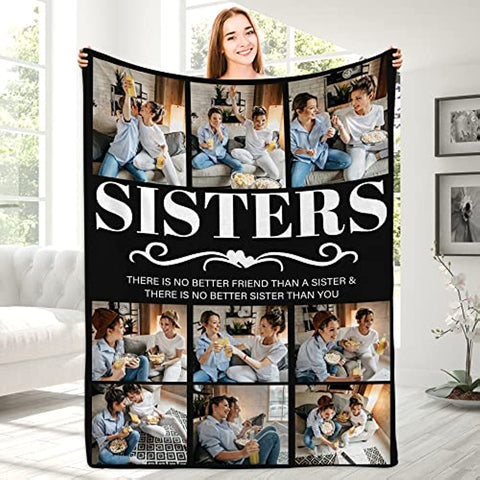 Personalized Blanket for Sister - Sister Birthday Gifts for Sister, Sister Gifts from Sister Brother, Sister Birthday Gifts from Sister, Best Sister Gifts for Women, Custom Blanket