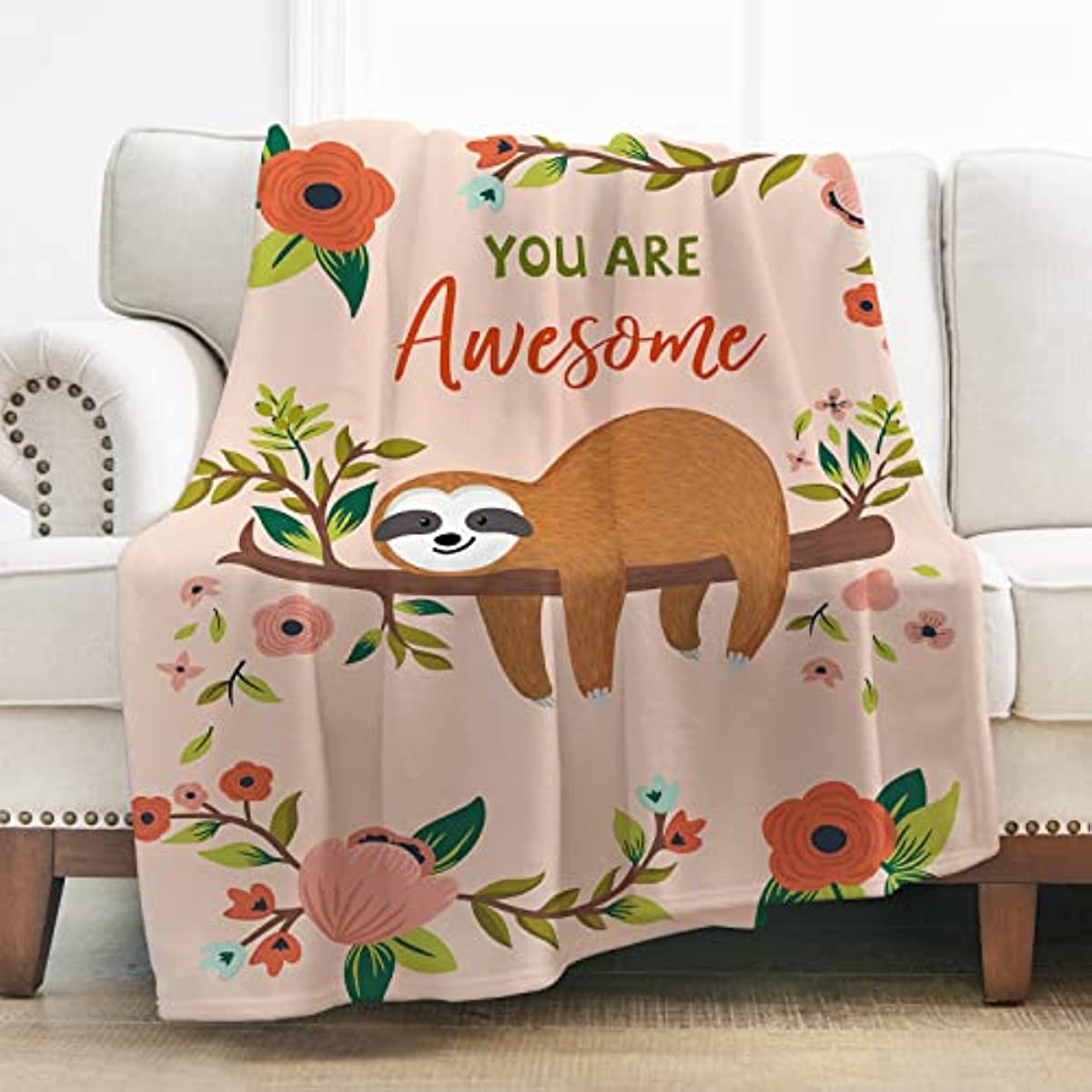 Sloth Blanket Print Plush Microfiber Blanket for Sofa Office Bed and Travelling 50"x60"