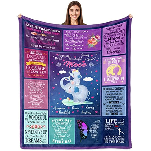 Niece Gifts from Auntie, Niece Blanket 60"x50", Niece Birthday Gifts from Aunt, Graduation Gifts for Niece from Uncle, Grown Niece Gift Ideas for Graduation Christmas, to My Niece Throw Blankets