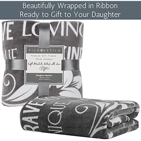 Gifts for Daughter, Daughter Blanket from Dad, Mom, Family, Unique, Sentimental, Inspirational Daughter Gifts for Mothers Day, Christmas, Birthday, Throw 60 x 50 Inches (Grey)