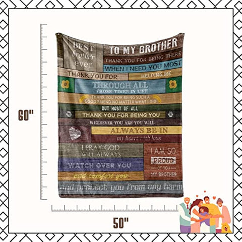For Brother Plush Throw Blanket, Family Brother Birthday Gift Soft Cozy Blanket, Flannel Fleece Blanket for Sofa, Couch, Bed, Camping, Travel
