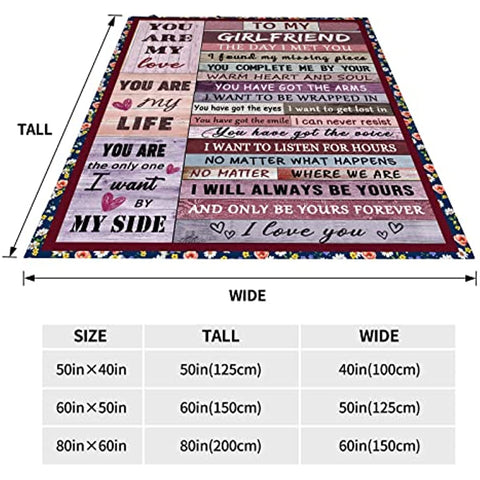 Girlfriend Gifts from Boyfriend Girlfriend Throw Blankets Valentines Gifts for Her I Love You Love Gifts Anniversary Birthday Gift 50"x60"