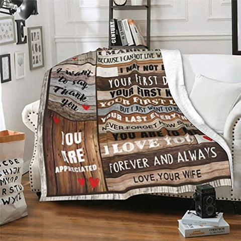 Gifts for Husband, Husband Birthday Gift, Husband Blanket 50''x60'', Blanket for Husband Gifts from Wife Soft Cozy Flannel Throw Blanket for Husband