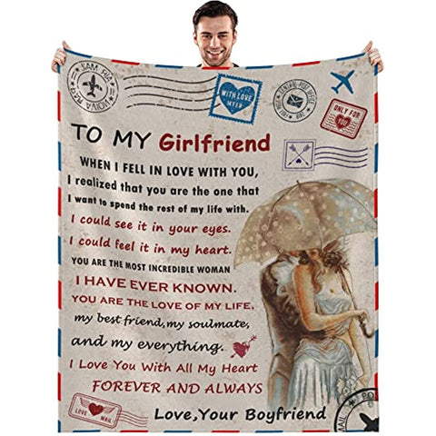 Gifts for Girlfriend Blanket, I Love You Gifts for Her, Girlfriend Birthday Gift, Romantic Anniversary Valentine's Day for Girlfriend Women (G-Umbrella, 50x60)