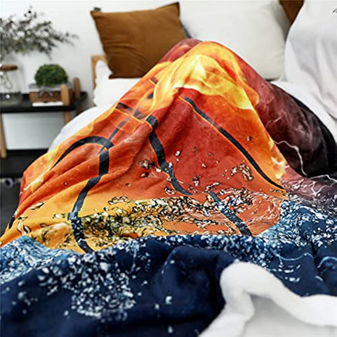 Basketball Blanket Sport Ball Throw Red Flame Teens' Basketball Fans Gifts Blanket Soft Cozy 50"X60" Blanket for Couch Sofa Travel Living Room Bedroom