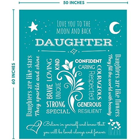 To My Daughter Blanket, Gifts for Daughter from Dad, Mom, Daughter Gifts for Teen Girls, Grown Women, Daughter Presents for Birthday, Mothers Day, Throw 60x50 Inches (Teal)