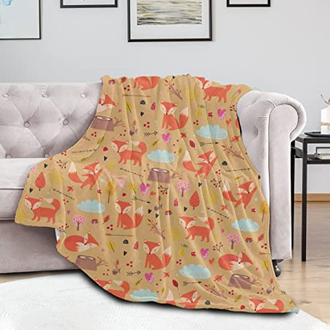 Fox Blanket for Boys Girls, Kid Cute Fox Print Throw Blanket for Couch Bed Sofa Living Room Decor, Soft Cozy Foxes Blanket Ideal Gifts for Baby Toddler Infant Newborn 40 "x 50"