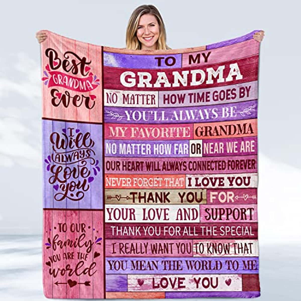 Grandma Gifts Throw Blanket Best Birthday Gifts for Grandma Nana Gifts from Grandchildren Granddaughter Blanket Grandmother (Grandma Gifts, 60"X50")