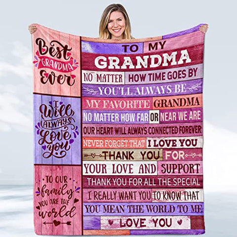 Grandma Gifts Throw Blanket Best Birthday Gifts for Grandma Nana Gifts from Grandchildren Granddaughter Blanket Grandmother (Grandma Gifts, 60"X50")