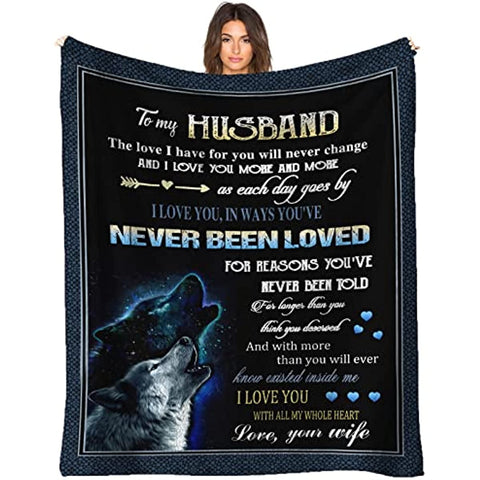 Birthday Gifts for Husband Blankets from Wife to My Husband Blanket Romantic for Him Christmas Valentines Gifts for Men Ultra Soft Throws Blanket for Him 60''x50''