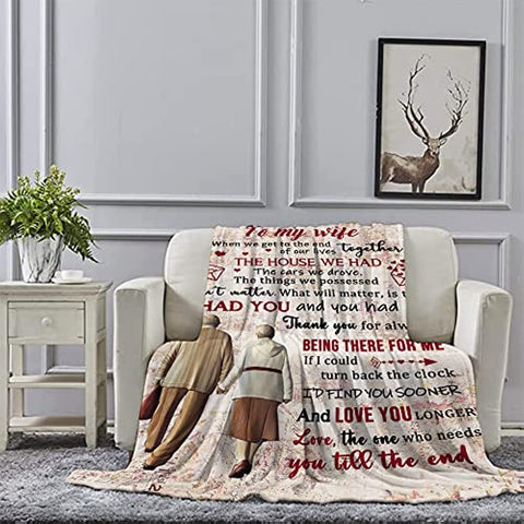 To My Wife Blanket from Husband Valentines Day Gifts for Her Throw Blanket Anniversary Birthday Gifrs for My Wife Romantic Gifts for Her 50''x60'' Blanket for Wife