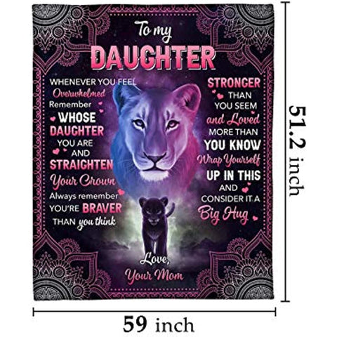 to My Daughter Blanket from Mom Fleece Blanket Letter Daughter Christmas Birthday Gift Personalized Custom Gifts for Daughter Adult(A-50 * 60IN)