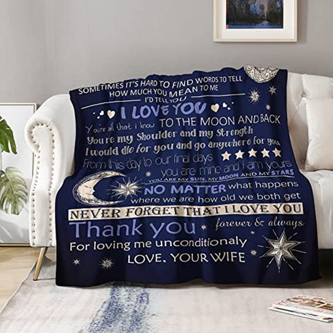 Valentine Birthday Gifts for Husband, Husband Gifts from Wife to My Husband Gifts Blanket, Unique Gift for Him Home Bedroom Flannel Cozy Throw Blankets for for Boy Men