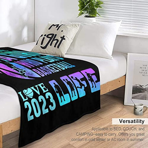 Basketball Blanket Gifts, 50”x40” Flannel Blankets Cozy Fleece Fluffy, Basketballs Blankets Gift for School Senior College Team Boys Girls Women Men Best friend Birthday Anniversary for Couch Bed Sofa
