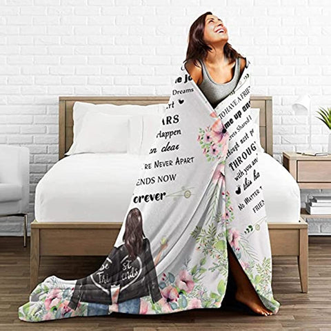 to My Best Friend Blanket for Women Ultra Soft Flannel Throw Blanket for Friends BFF Bestie Girls Birthday Anniversary 50 x 60 Inch