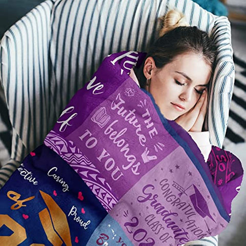 Graduation Gifts Blanket - 2023 Graduation Gifts for Her Him - Graduation Decorations Class of 2023 Throw 50" X 60" - Graduation Party Supplies Favors - High School College Graduation Gifts