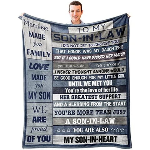 Son in Law Blanket 60’’x50’’, Son in Law Gifts from Mother in Law, to My Son in Law Gifts Ideas, Son-in-Law Gifts Throw Blanket, Best Gift Ideas for Son in Law Birthday Christmas Father’s Day