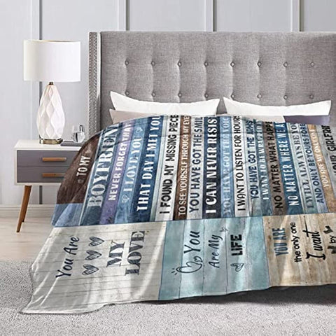 Boyfriend Birthday Gift Throw Blankets I Love You Gifts for Him, to My Boyfriend Blanket Anniversary Romantic Gifts Blanket for Bed Couch, Soft Throw Blankets for Christmas Valentines 40x50inch