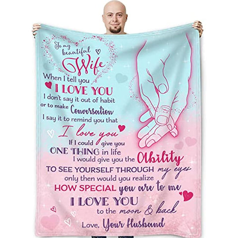 Gifts For Wife Blanket To My Wife Blanket From Husband Valentine's Mother's Day Wedding Anniversary Christmas Romantic Gifts for Her Wife Birthday Gift Ideas Presents for Her Wife Blanket 55"x70"