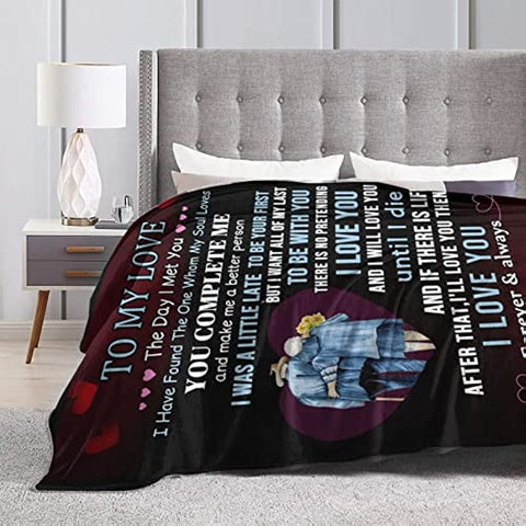 To My Love Blanket Wife Husband Boyfriend Girlfriend Throw Blankets for Couch Sofa Positive Encourage Gift for Anniversary Birthday 50X60 Inch