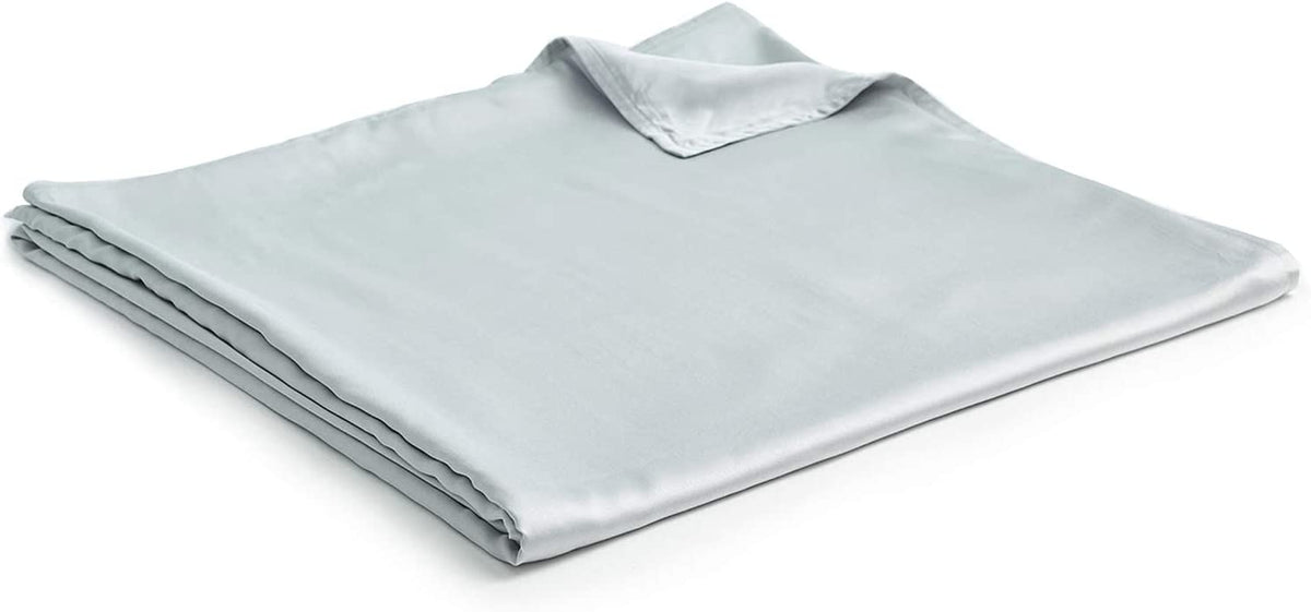 Cooling Bamboo & Cozy Velvet Dual-Sided Duvet for Weighted Blankets (80''x87'') - Blue Grey Print