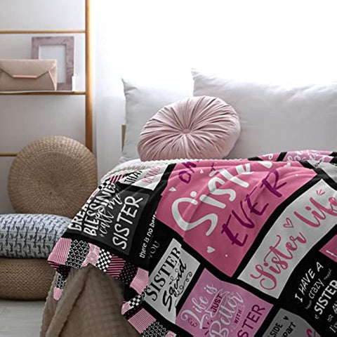 Sister Gifts Throw Blanket 50"x60" - Sister Birthday Gifts from Sister - Sisters Gifts from Sister - Happy Birthday Gifts for Sister - Gifts for Sister - Sister Blanket - Best Sister Gift Idea