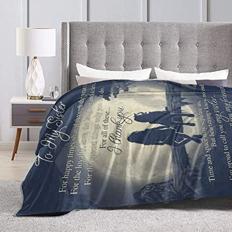 Fleece Blanket to My Sister Best Friend Bestie Printed Quilts Blanket Positive Encourage Flannel Blanket Gifts (40 * 50 inch,2)
