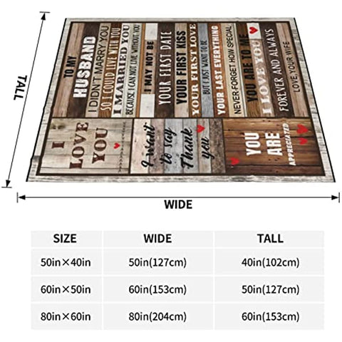 Gifts for Husband, Husband Birthday Gift, Husband Blanket 50''x60'', Blanket for Husband Gifts from Wife Soft Cozy Flannel Throw Blanket for Husband