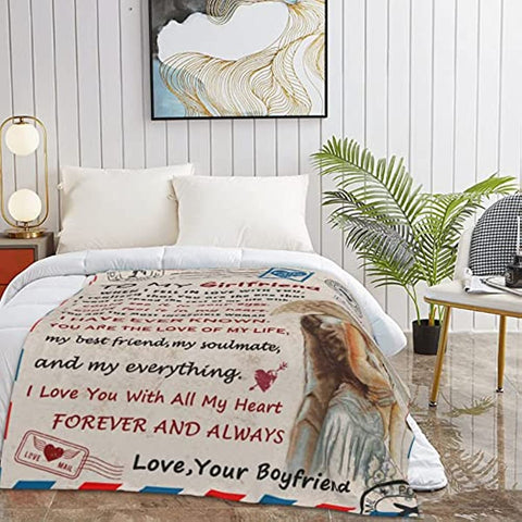 Gifts for Girlfriend Blanket, I Love You Gifts for Her, Girlfriend Birthday Gift, Romantic Anniversary Valentine's Day for Girlfriend Women (G-Umbrella, 50x60)