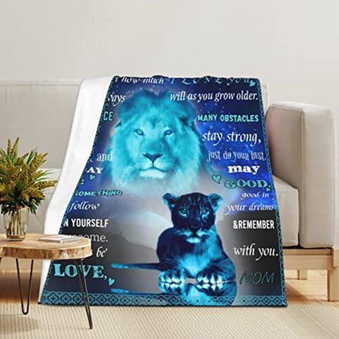 To My Son Blanket Gifts for Son from Mom Personalized Throw Blankets Son Gifts from Mom for Son Birthday with Positive Encourage and Brave Fleece Blanket Couch Sofa Bedroom Living Room 60"x50"
